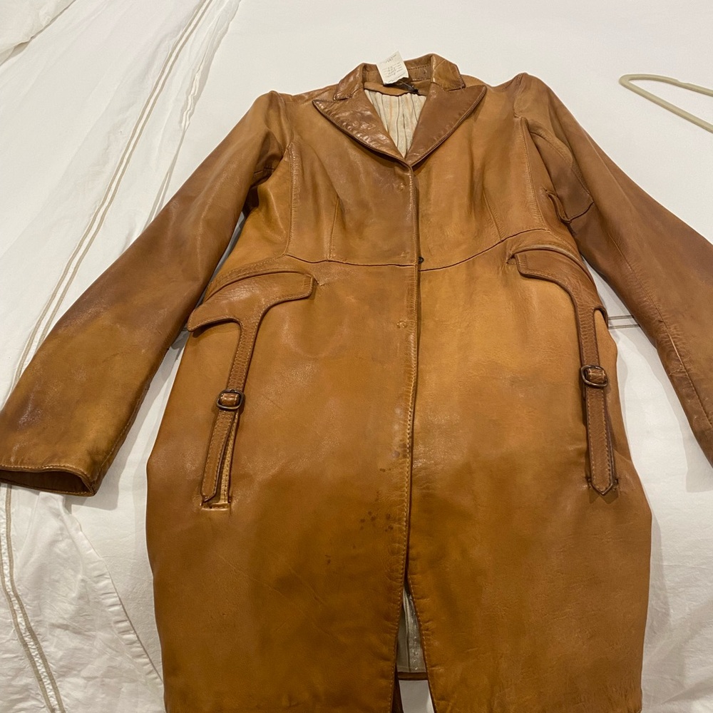 Blur distressed Leather, coat-never been worn, perfect condition